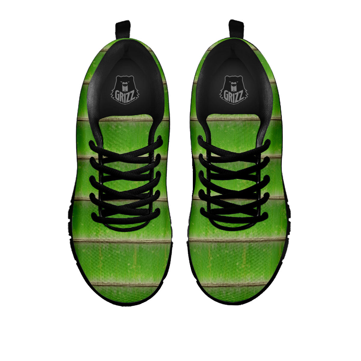 Texture Bamboo Green Print Black Sneaker-grizzshop