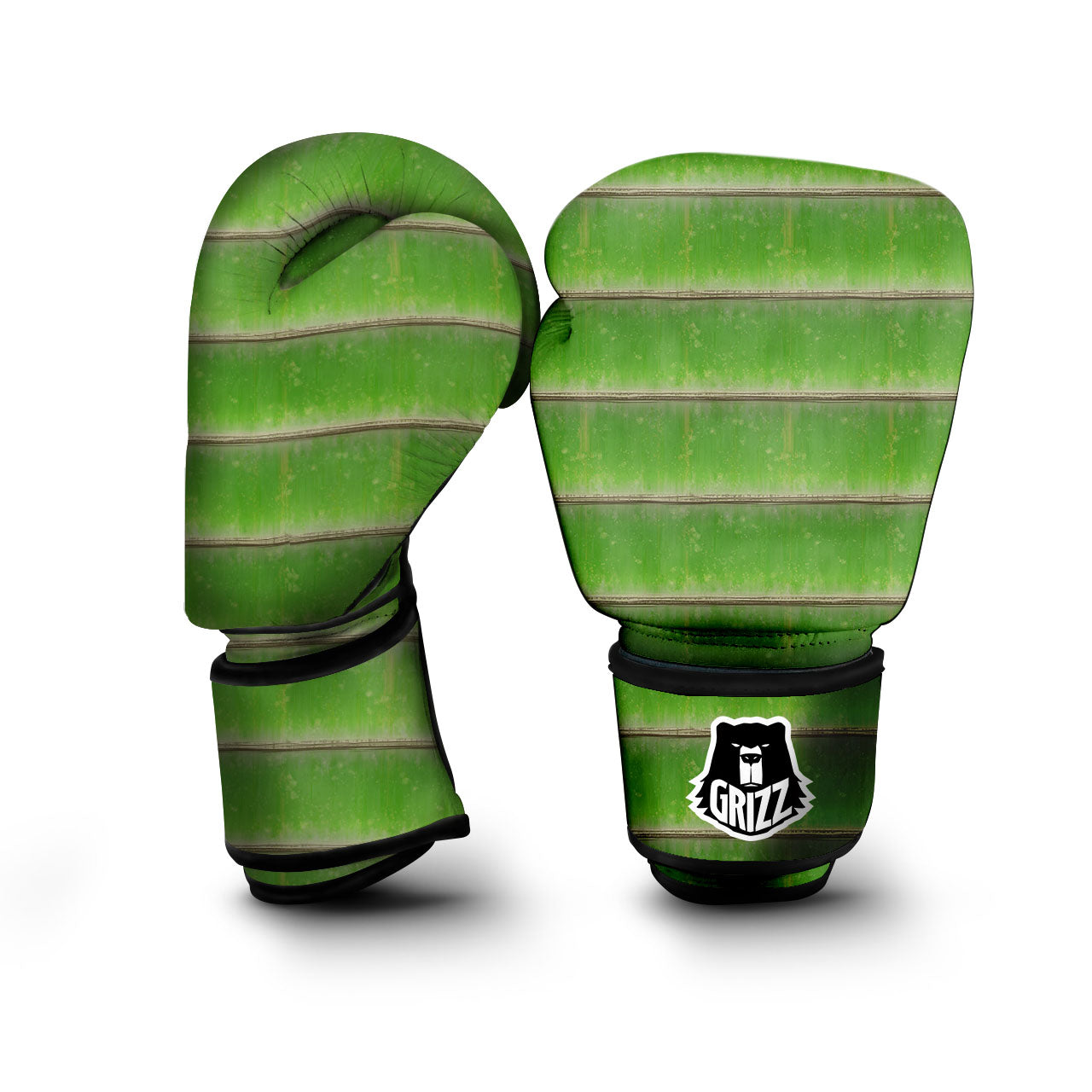 Texture Bamboo Green Print Boxing Gloves-grizzshop