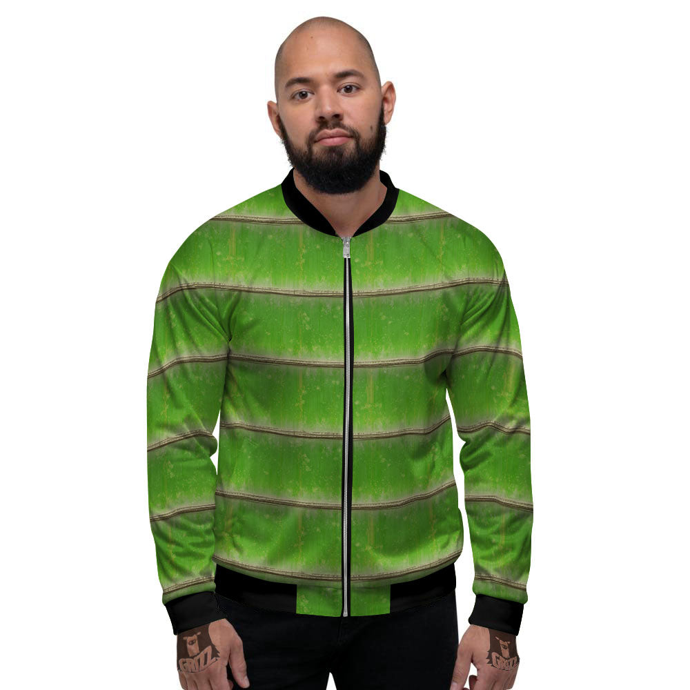 Texture Bamboo Green Print Men's Bomber Jacket-grizzshop