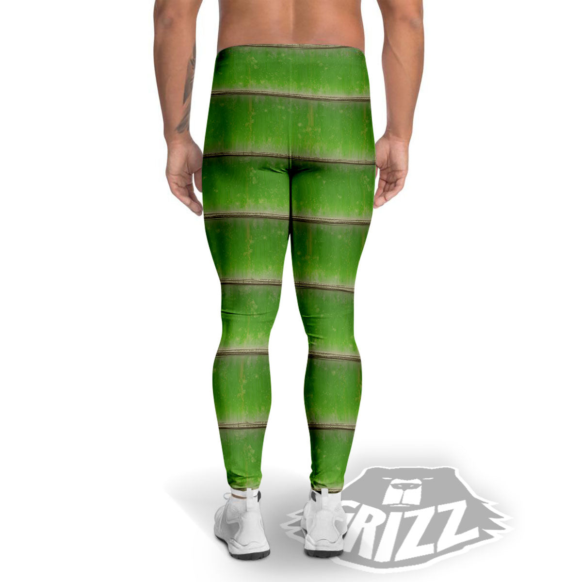 Texture Bamboo Green Print Men's Leggings-grizzshop
