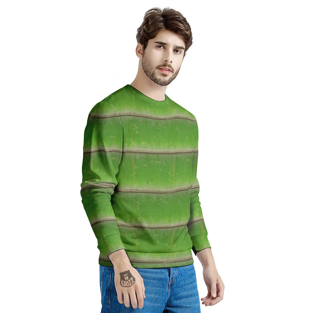 Texture Bamboo Green Print Men's Sweatshirt-grizzshop