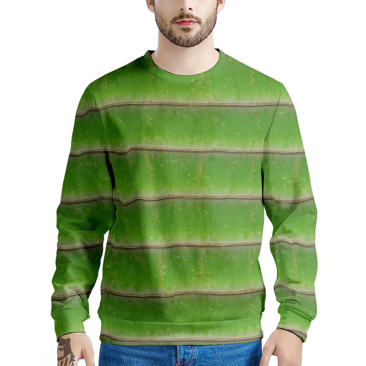 Texture Bamboo Green Print Men's Sweatshirt-grizzshop