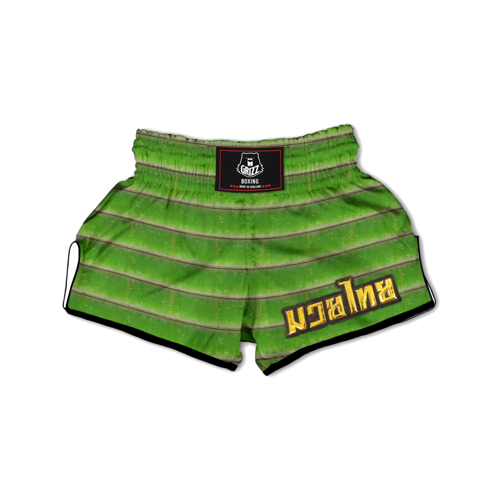 Texture Bamboo Green Print Muay Thai Boxing Shorts-grizzshop