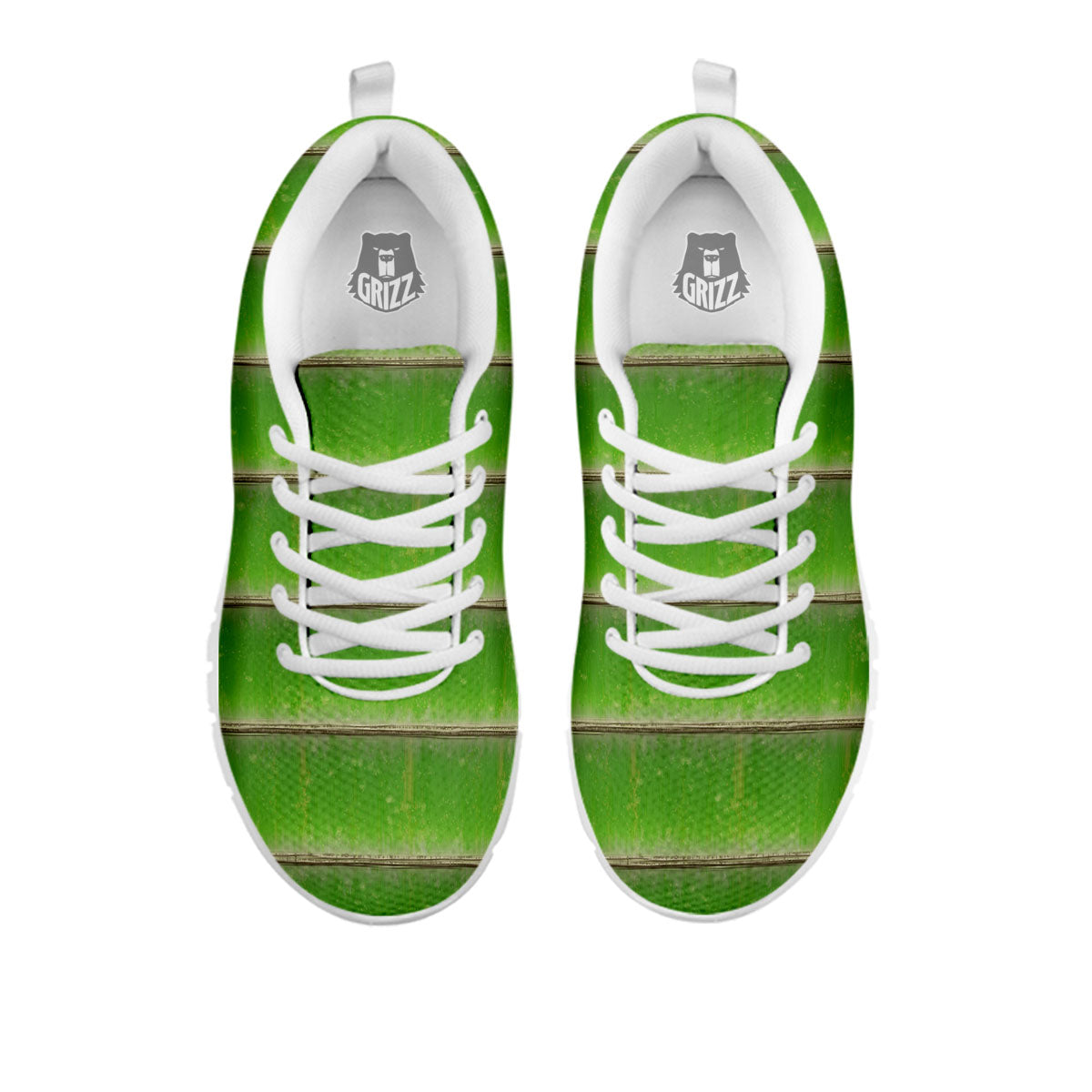 Texture Bamboo Green Print White Sneaker-grizzshop