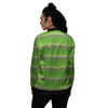 Texture Bamboo Green Print Women's Bomber Jacket-grizzshop