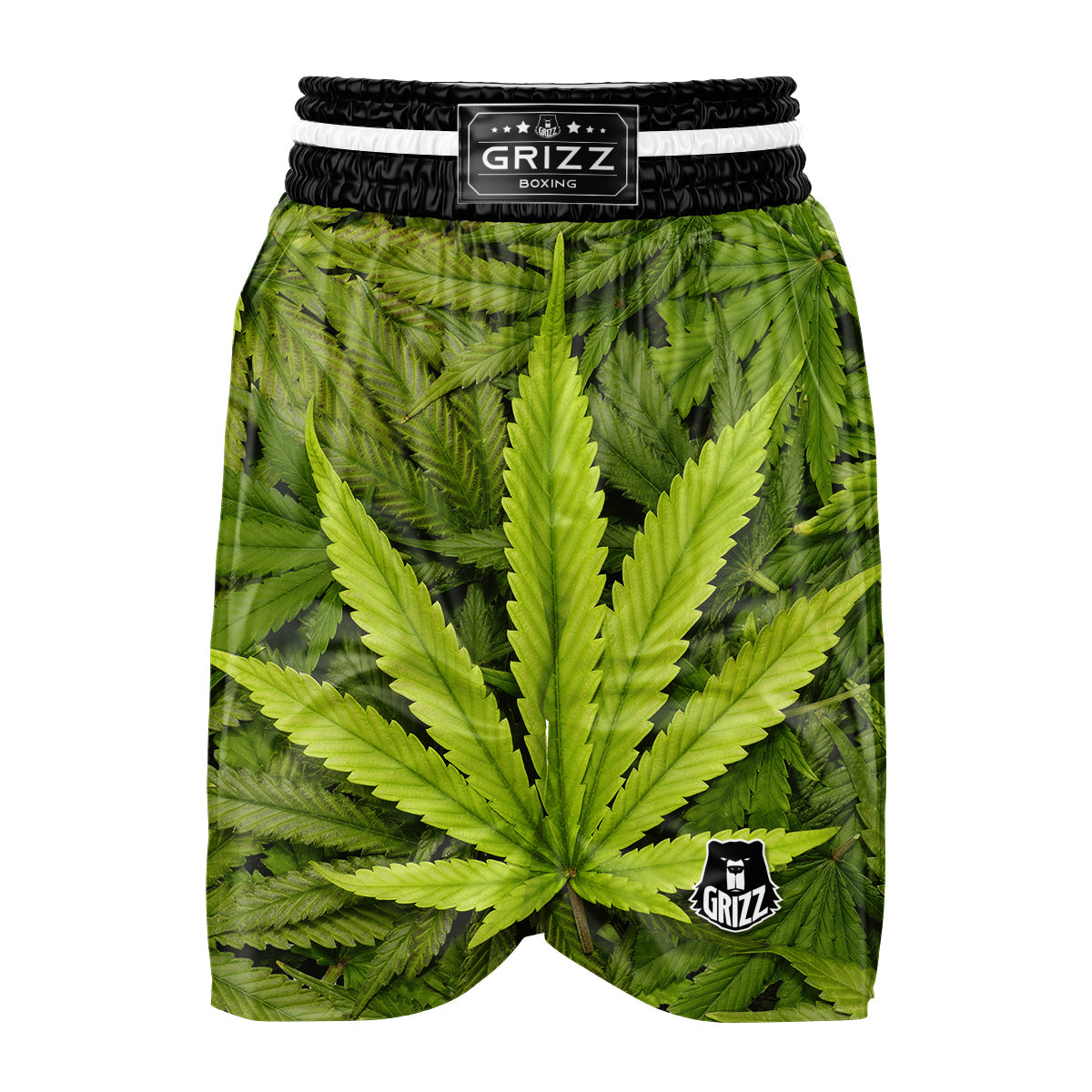 Texture Cannabis Print Boxing Shorts-grizzshop