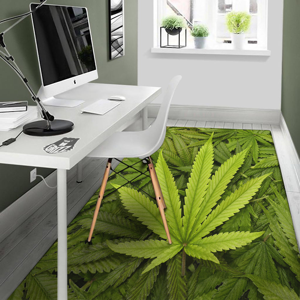 Texture Cannabis Print Floor Mat-grizzshop