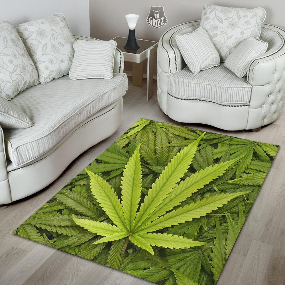 Texture Cannabis Print Floor Mat-grizzshop