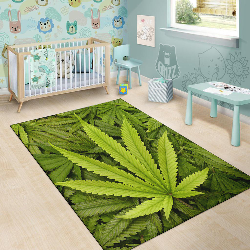 Texture Cannabis Print Floor Mat-grizzshop