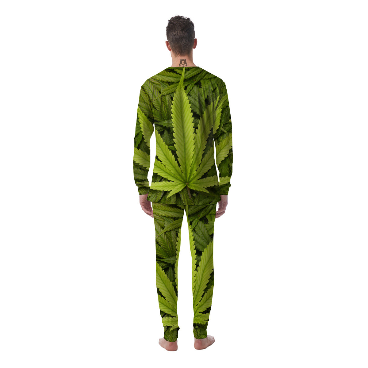 Texture Cannabis Print Men's Pajamas-grizzshop