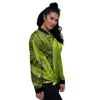 Texture Cannabis Print Women's Bomber Jacket-grizzshop