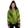 Texture Cannabis Print Women's Bomber Jacket-grizzshop