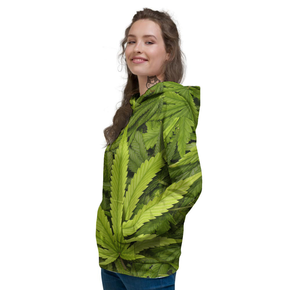 Texture Cannabis Print Women's Hoodie-grizzshop