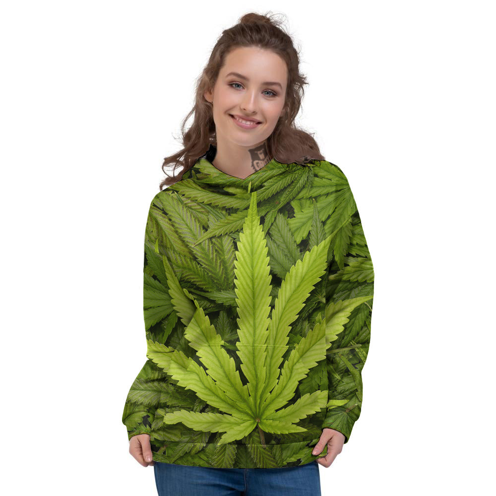 Texture Cannabis Print Women's Hoodie-grizzshop
