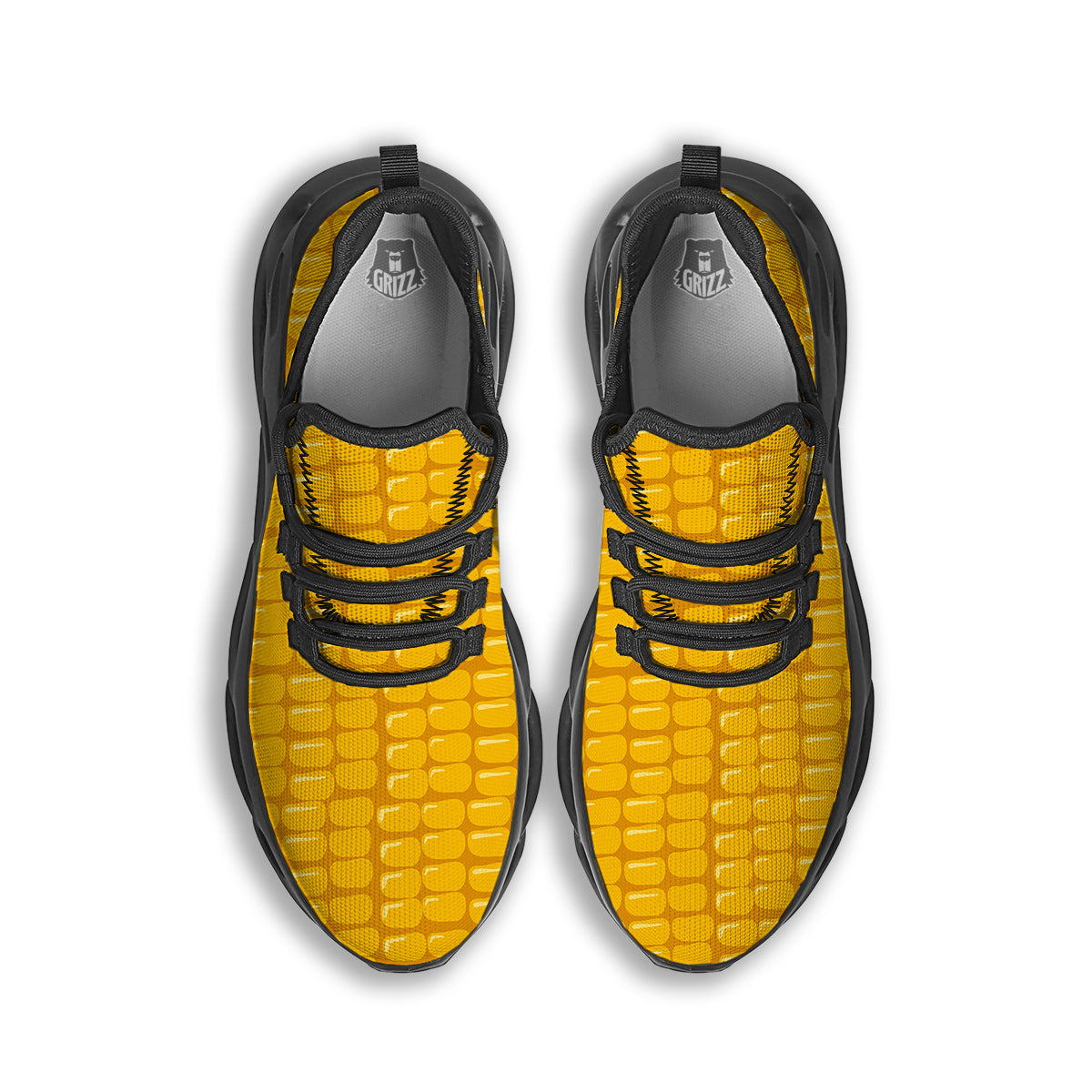 Texture Corn Print Black Running Shoes-grizzshop