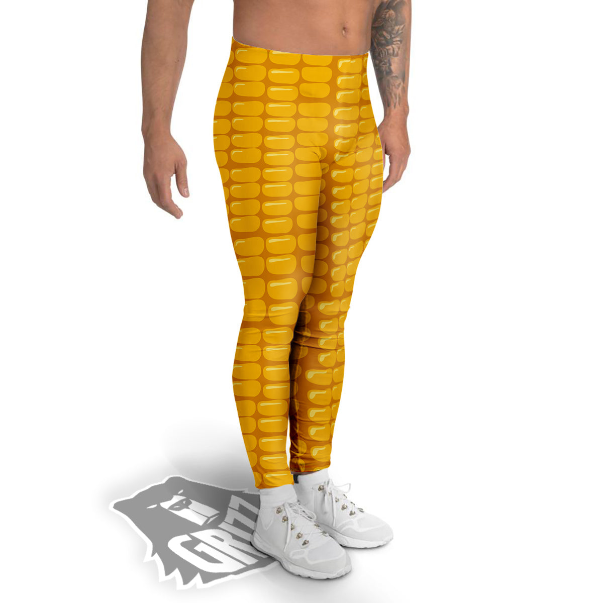 Texture Corn Print Men's Leggings-grizzshop