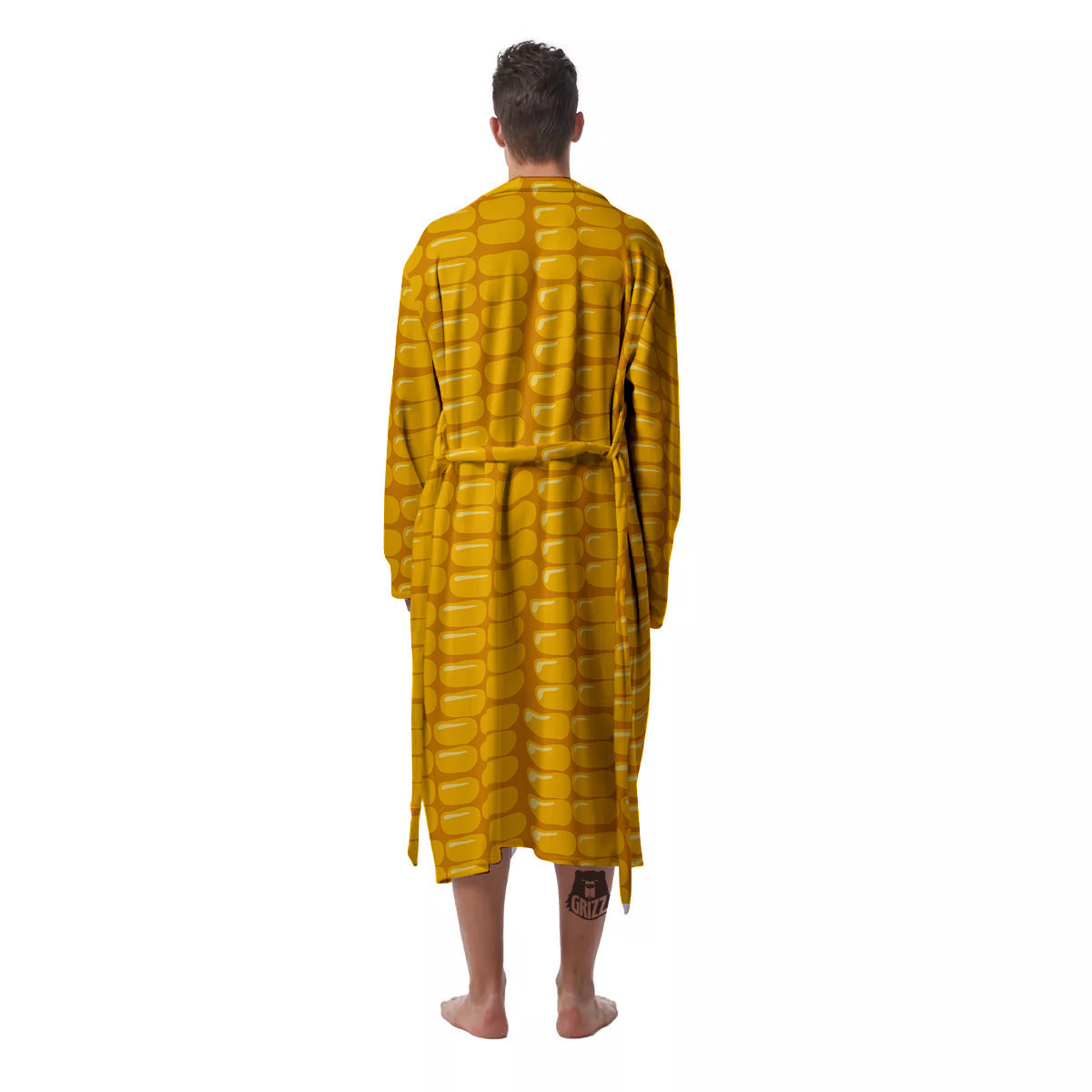 Texture Corn Print Men's Robe-grizzshop