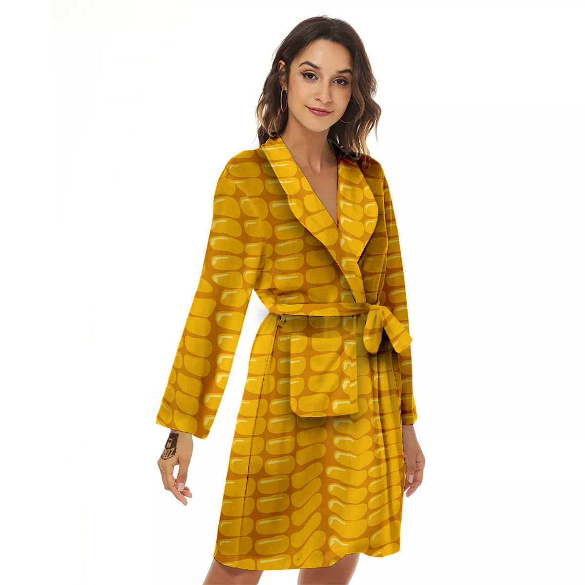 Texture Corn Print Women's Robe-grizzshop
