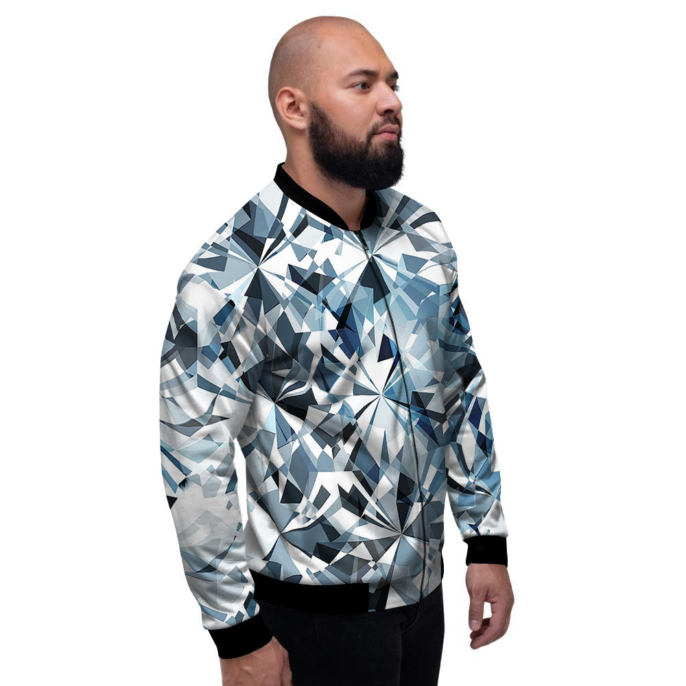 Texture Diamond Print Men's Bomber Jacket-grizzshop