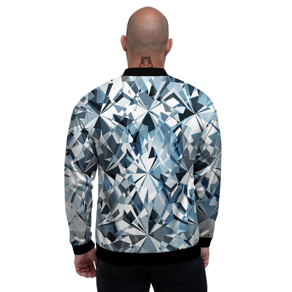 Texture Diamond Print Men's Bomber Jacket-grizzshop