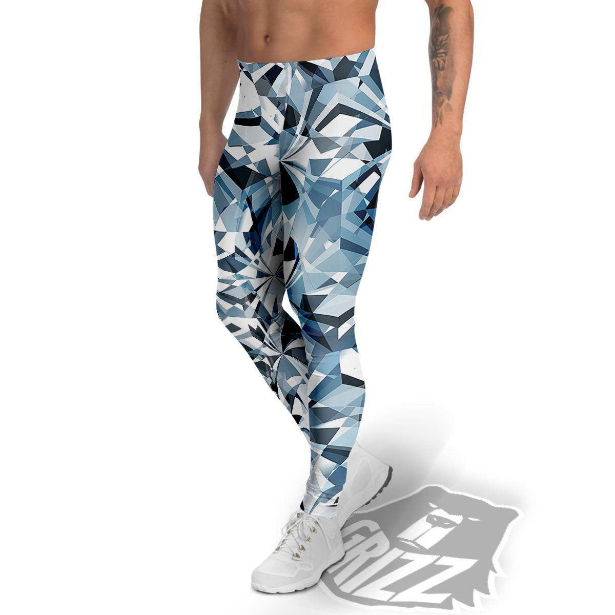 Texture Diamond Print Men's Leggings-grizzshop