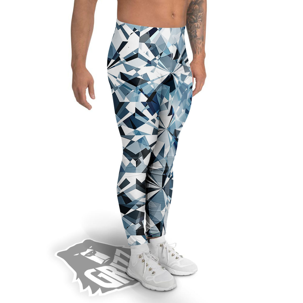 Texture Diamond Print Men's Leggings-grizzshop