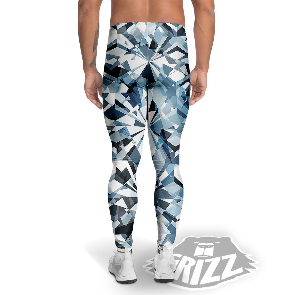 Texture Diamond Print Men's Leggings-grizzshop