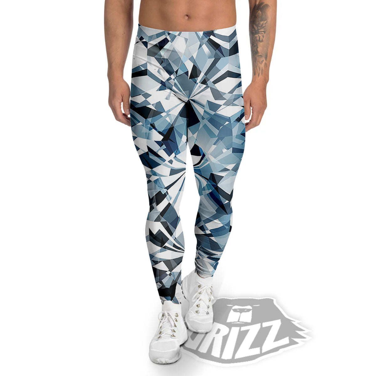 Texture Diamond Print Men's Leggings-grizzshop