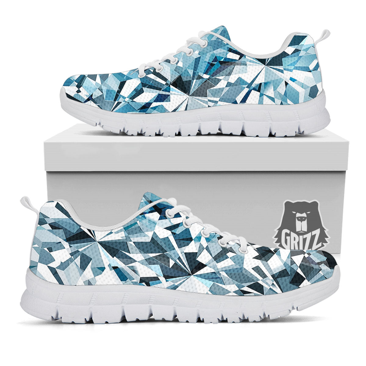 Texture Diamond Print White Sneaker-grizzshop