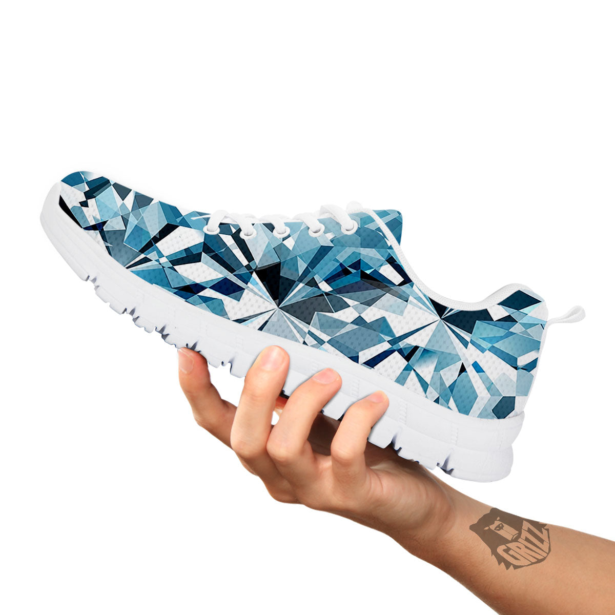 Texture Diamond Print White Sneaker-grizzshop