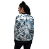 Texture Diamond Print Women's Bomber Jacket-grizzshop