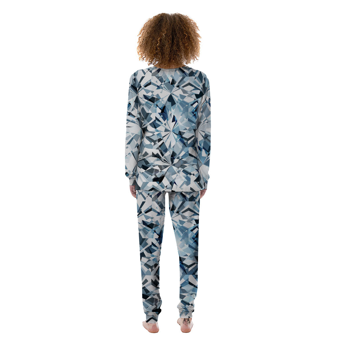 Texture Diamond Print Women's Pajamas-grizzshop