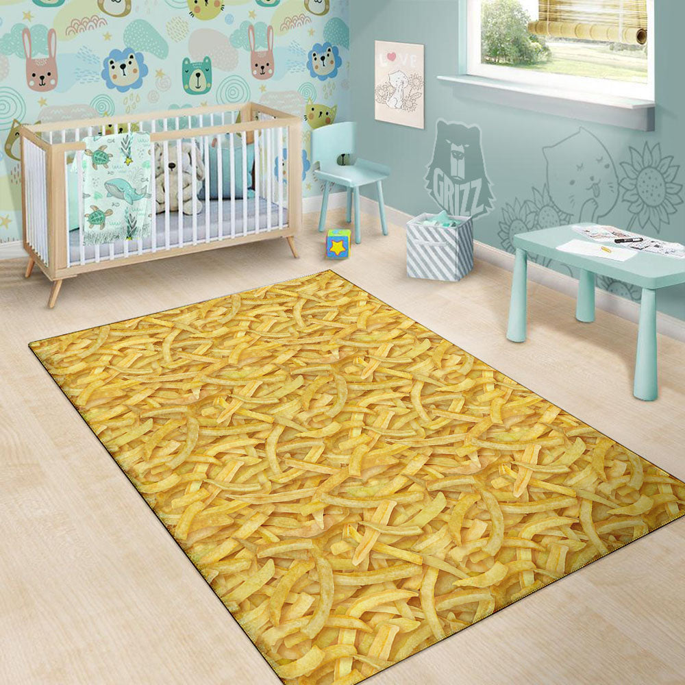 Texture French Fries Print Floor Mat-grizzshop