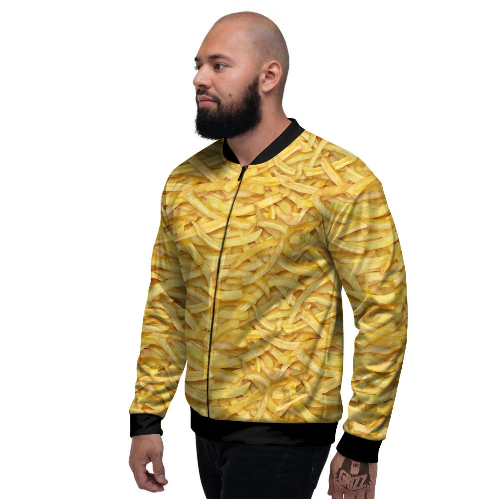 Texture French Fries Print Men's Bomber Jacket-grizzshop
