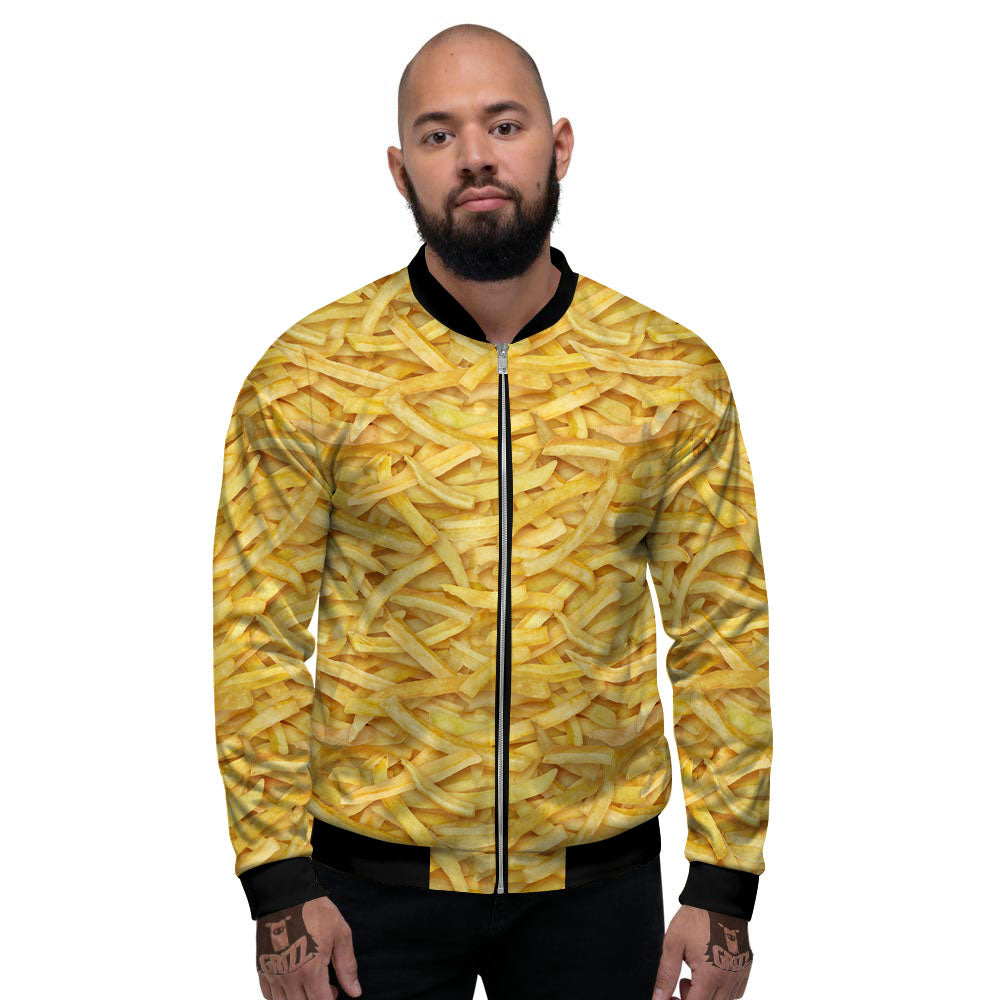 Texture French Fries Print Men's Bomber Jacket-grizzshop