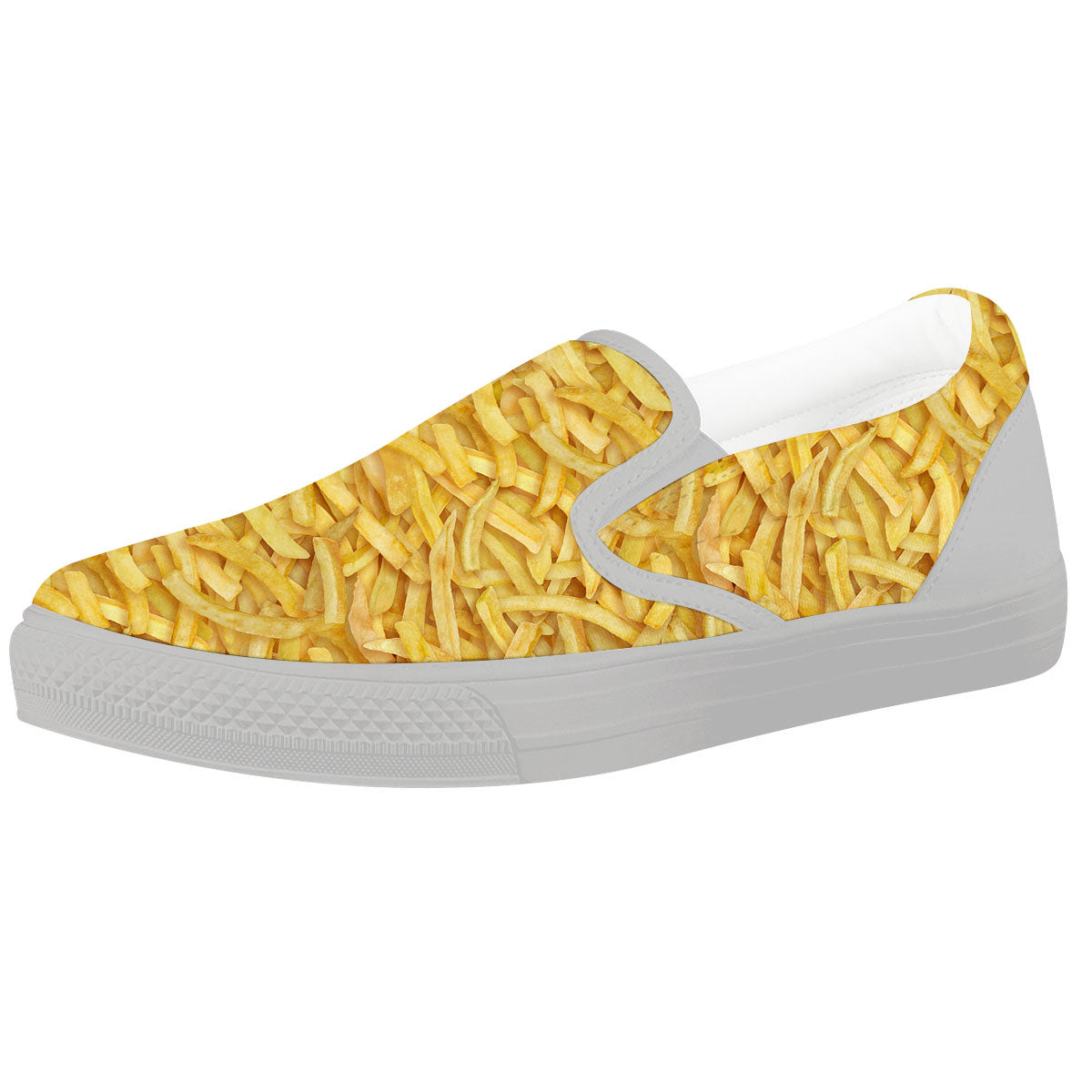Texture French Fries Print White Slip On Shoes-grizzshop