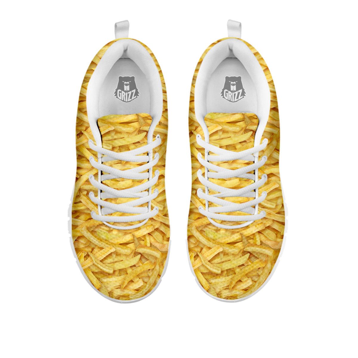 Texture French Fries Print White Sneaker-grizzshop