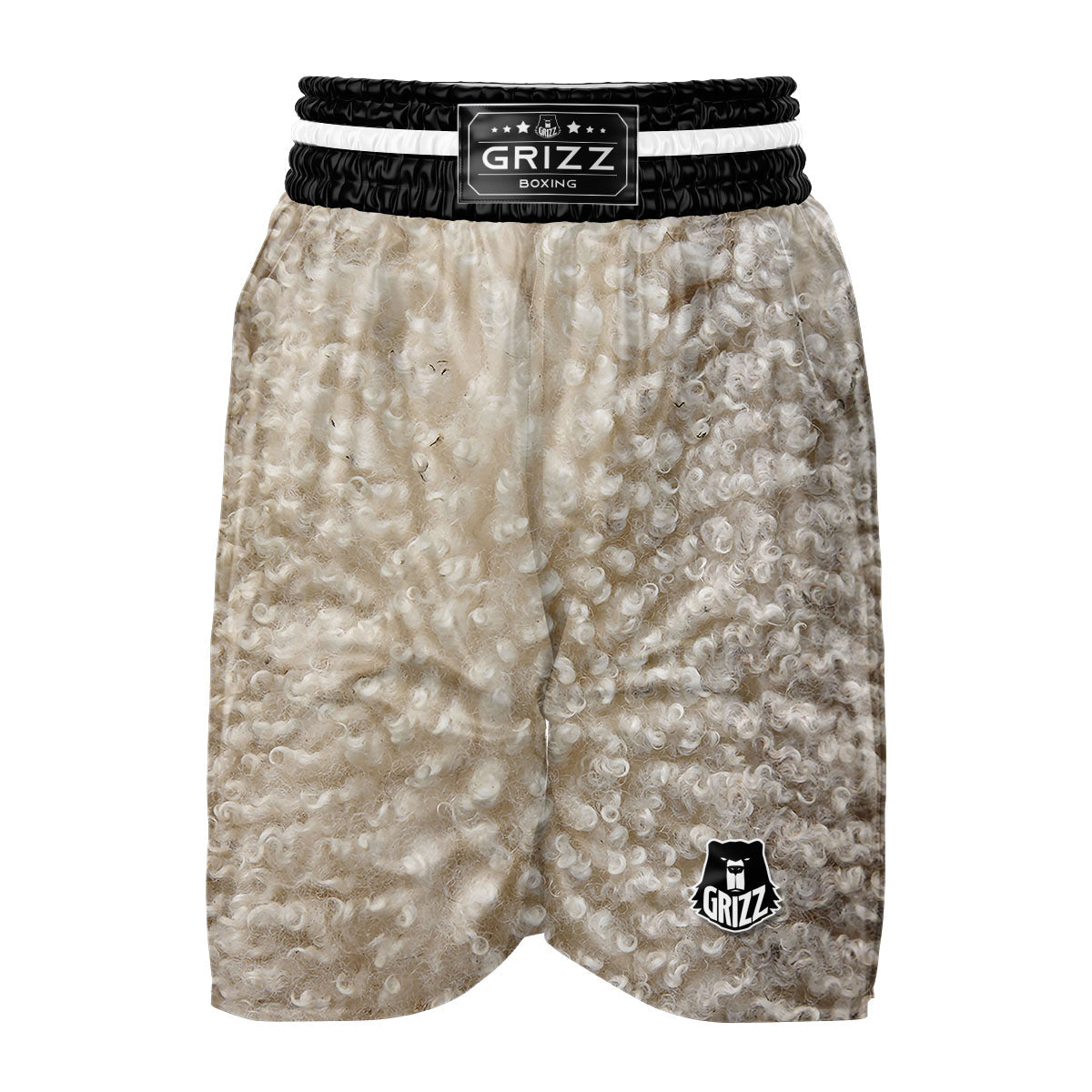 Texture Fur Sheep Print Boxing Shorts-grizzshop