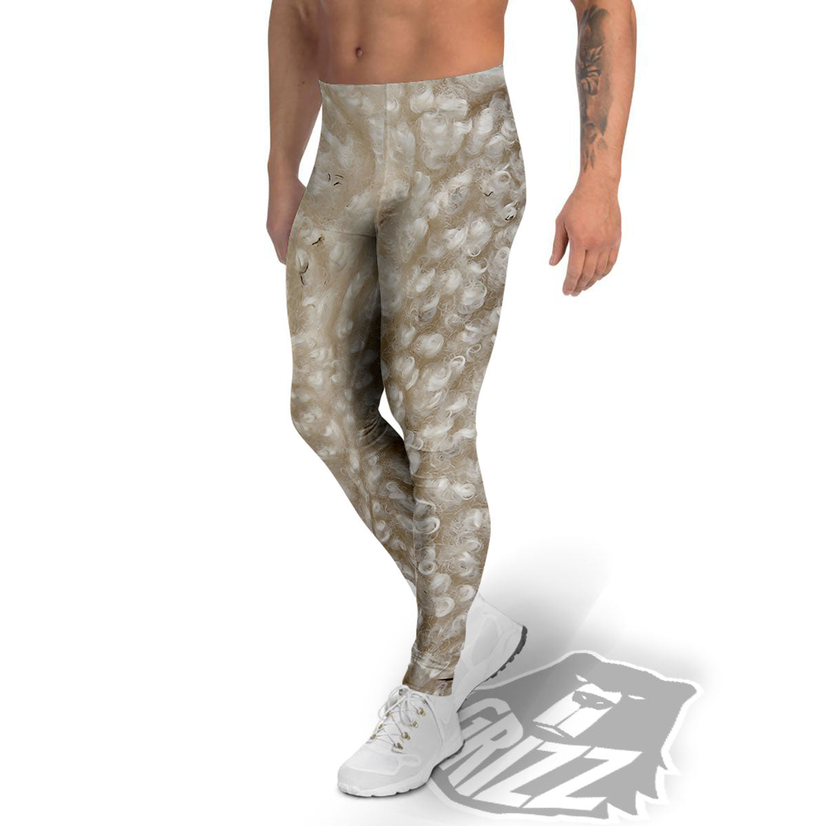 Texture Fur Sheep Print Men's Leggings-grizzshop