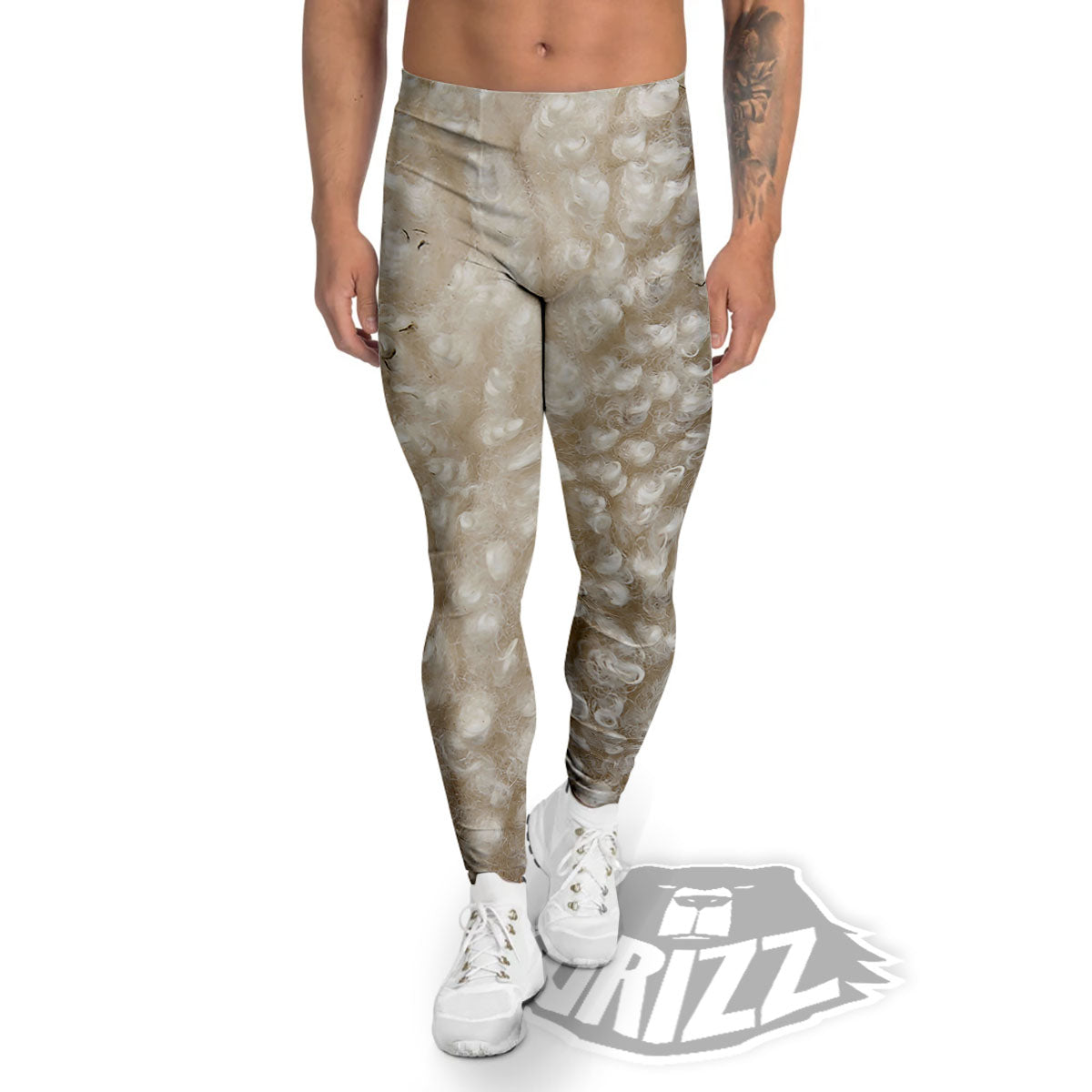Texture Fur Sheep Print Men's Leggings-grizzshop