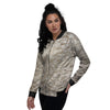 Texture Fur Sheep Print Women's Bomber Jacket-grizzshop