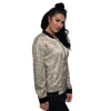 Texture Fur Sheep Print Women's Bomber Jacket-grizzshop