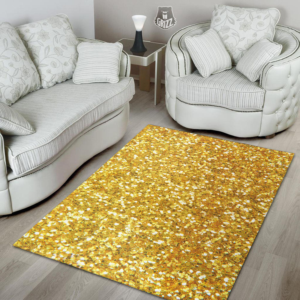 Texture Glitter Gold Print Floor Mat-grizzshop