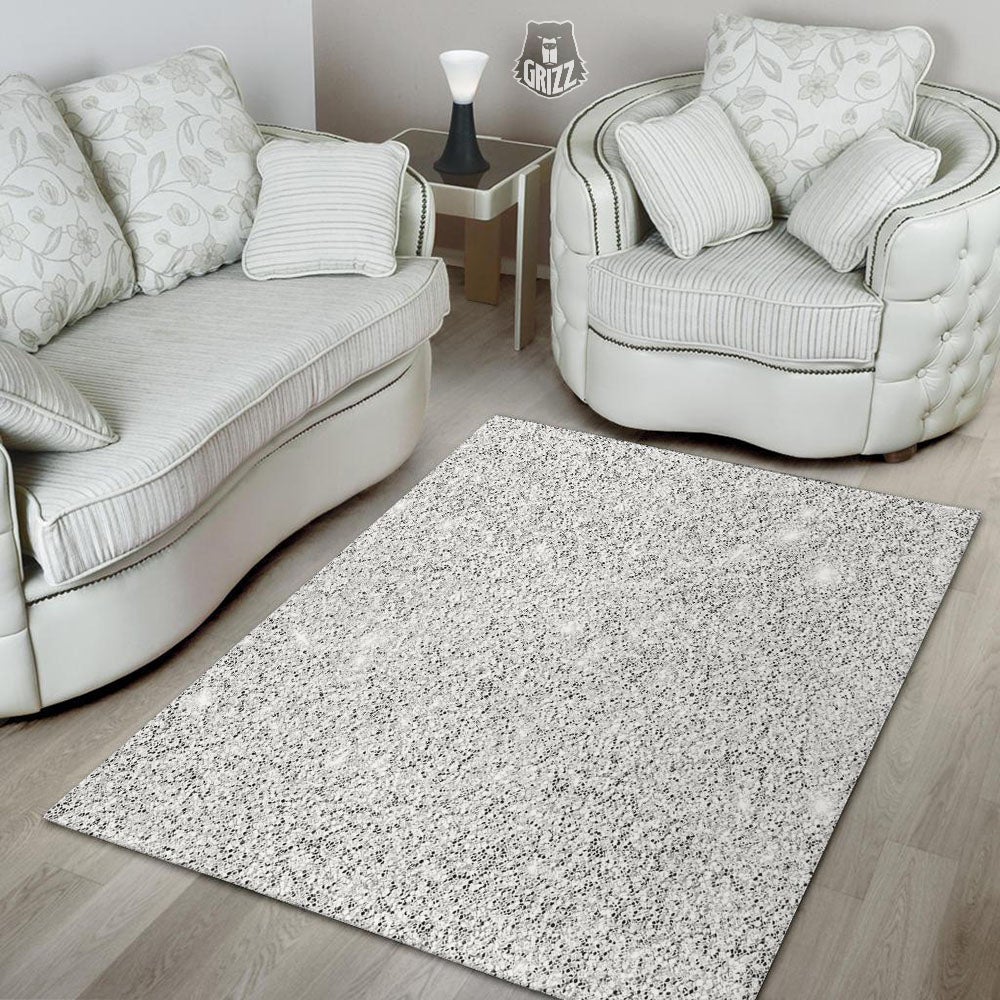 Texture Glitter Silver Print Floor Mat-grizzshop