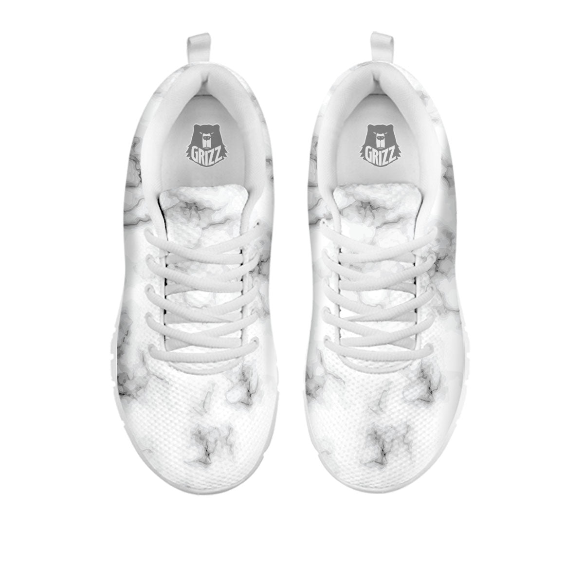 Texture Grey Marble Print White Sneaker-grizzshop