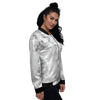 Texture Grey Marble Print Women's Bomber Jacket-grizzshop