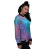 Texture Holographic Print Women's Bomber Jacket-grizzshop