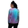 Texture Holographic Print Women's Bomber Jacket-grizzshop