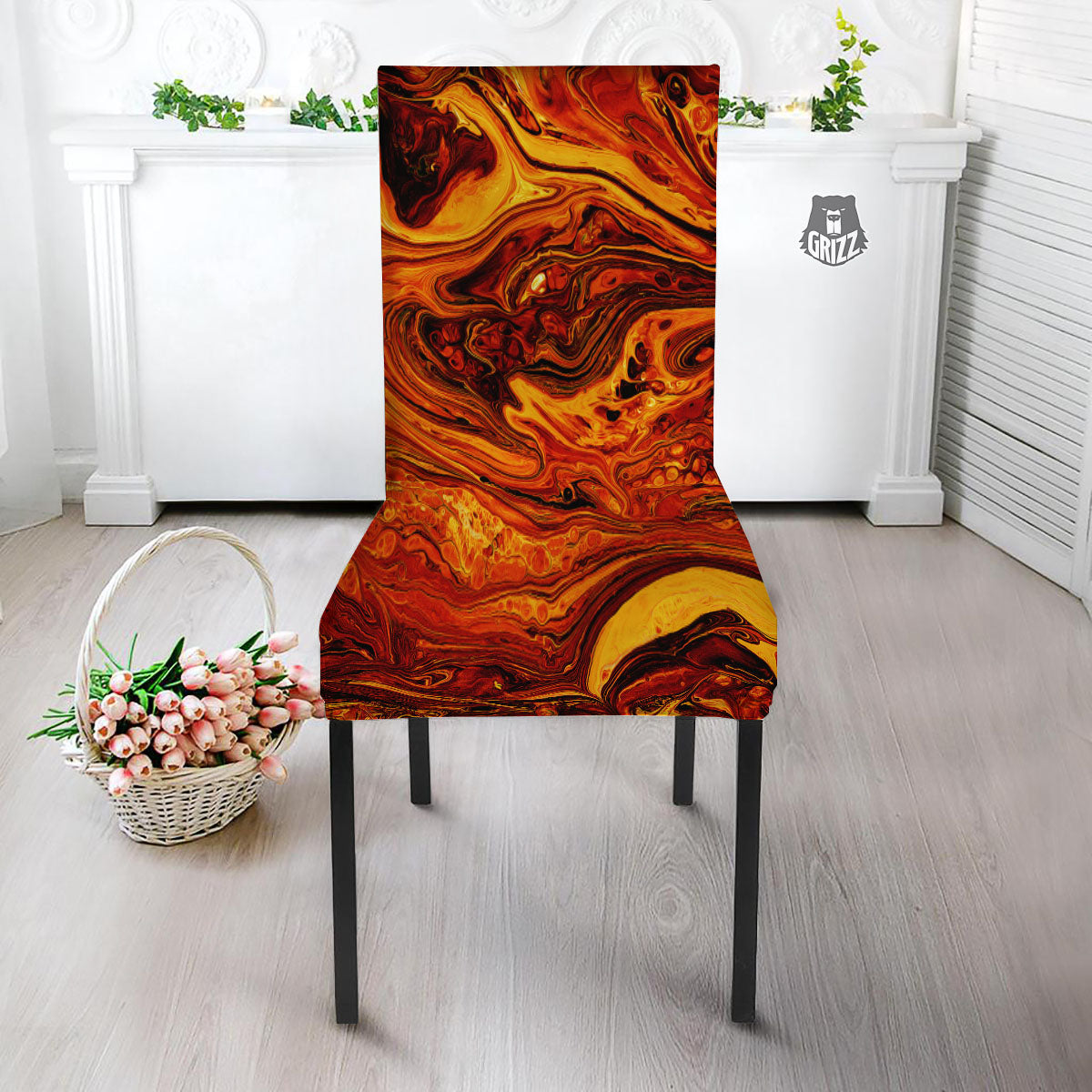 Texture Lava Print Dining Chair Slipcover-grizzshop