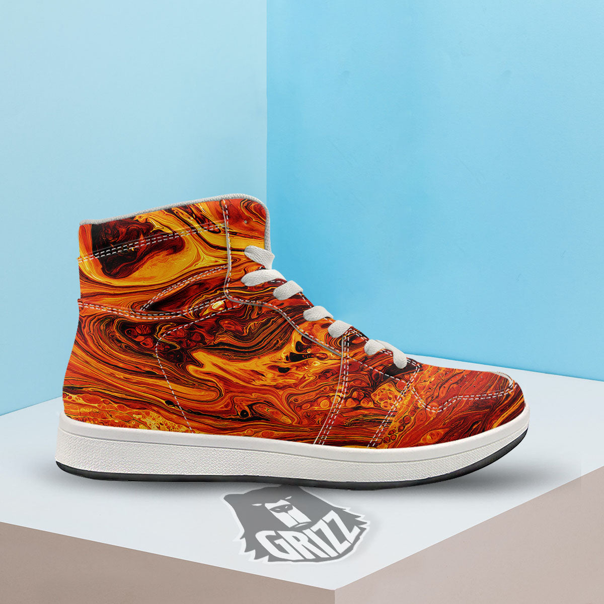 Texture Lava Print High Top Sneakers-grizzshop